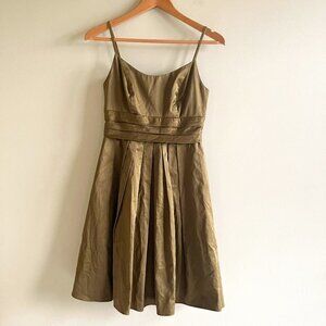 David's Bridal Olive Green Empire Scoop Neck Spaghetti Strap A Line Dress Size 2